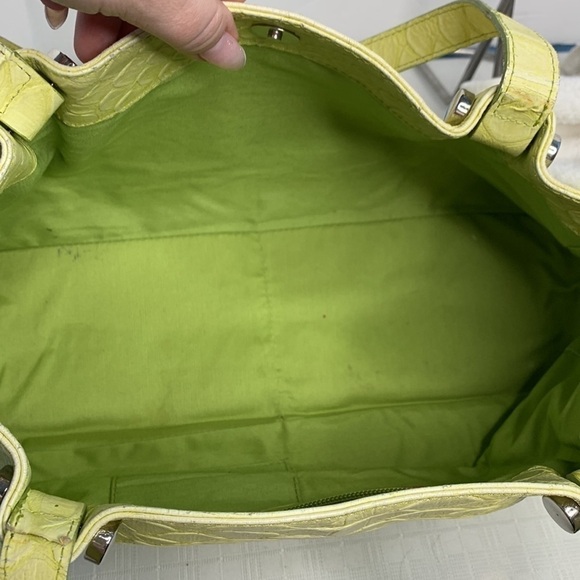 Claudia Firenze Light yellow  Croc Embossed Leather Shoulder Bag Made in Italy - Picture 6 of 8